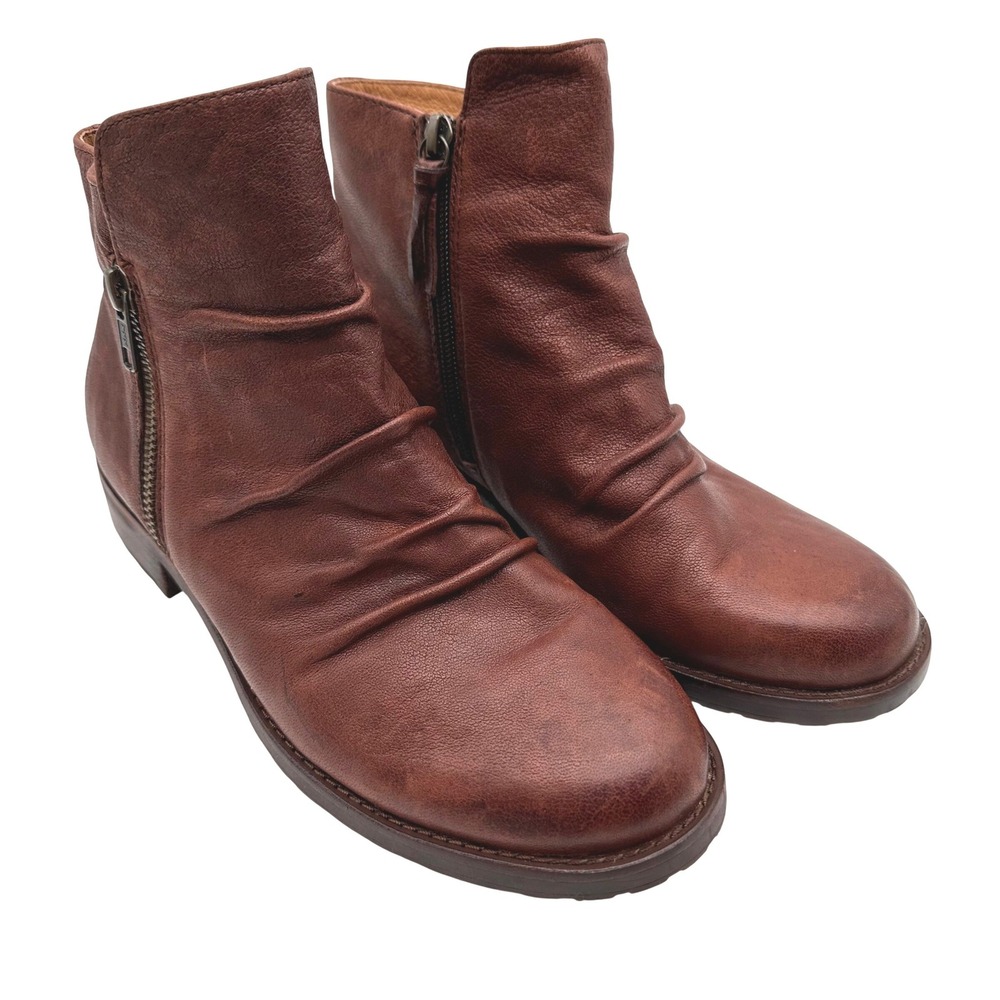 Sofft Beckie II Womens Cocoa Brown Leather Ruched Zip Ankle Boots  Size 8M